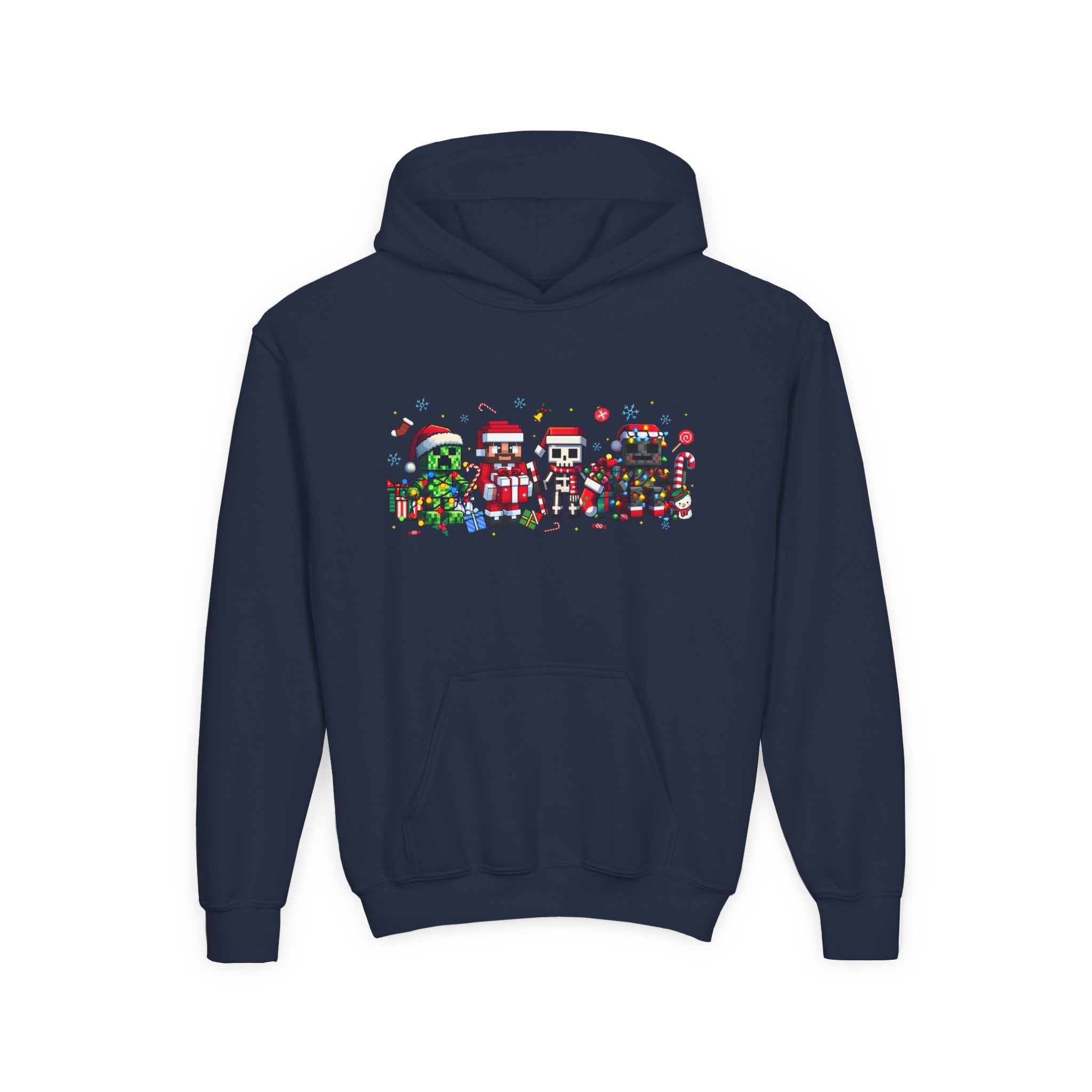 Festive Youth Hoodie with Christmas Character Design