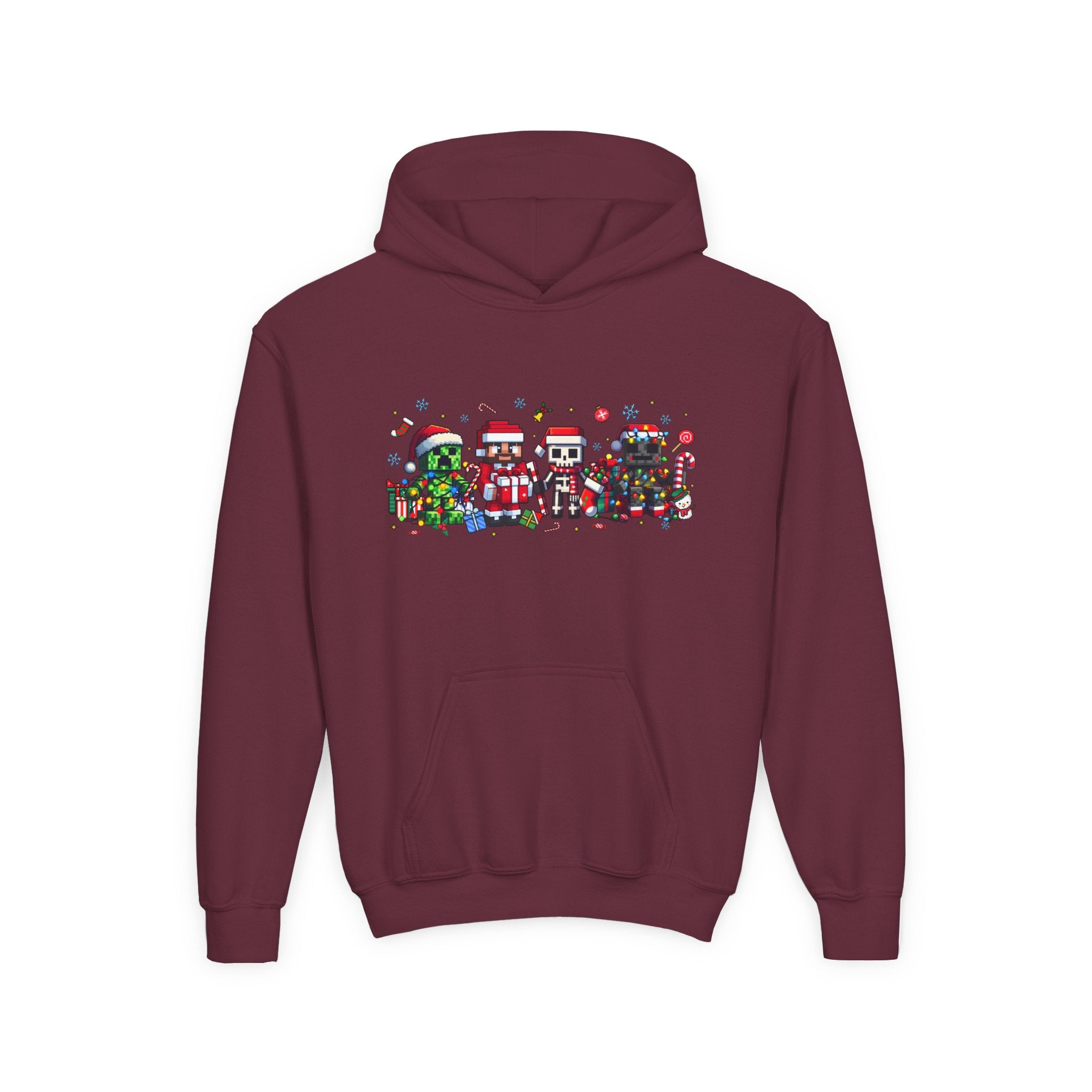 Festive Youth Hoodie with Christmas Character Design