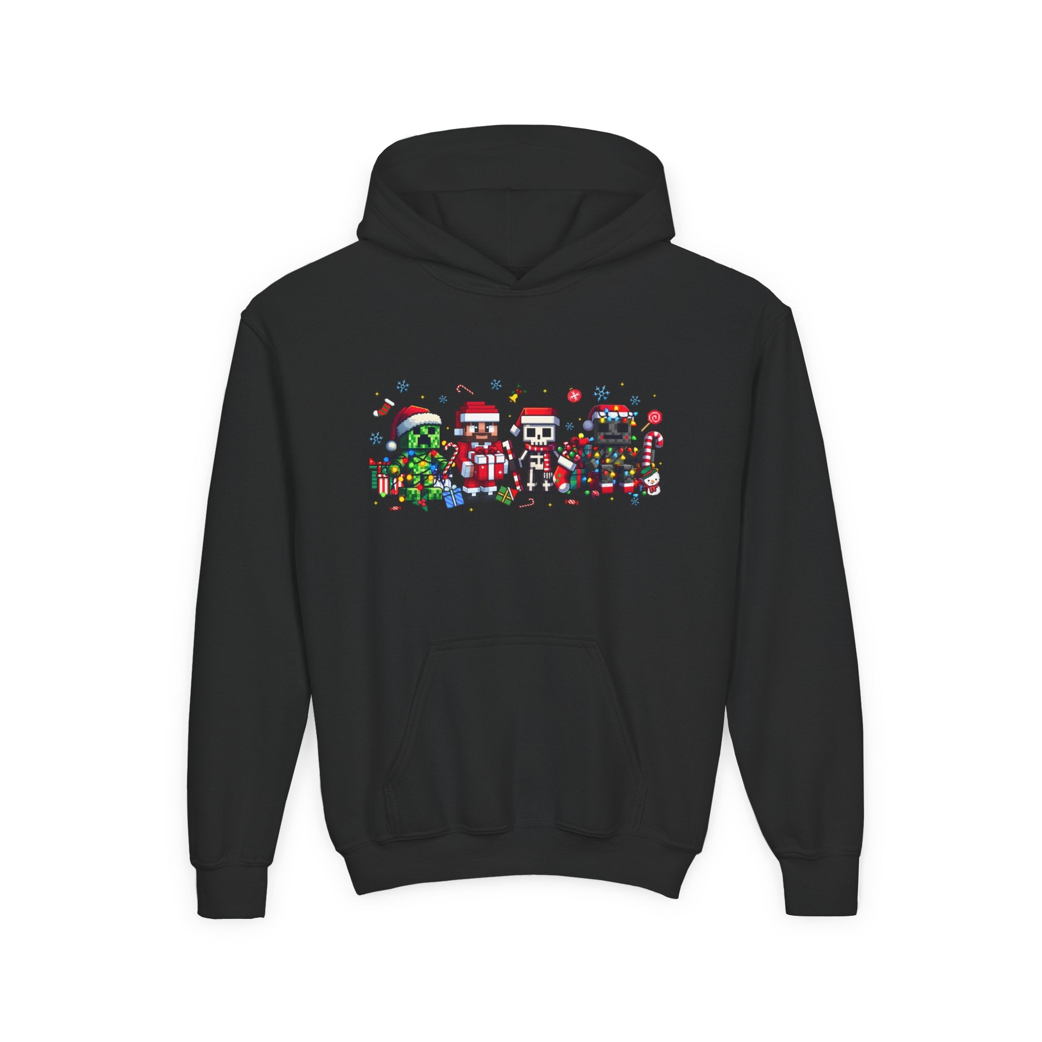 Festive Youth Hoodie with Christmas Character Design