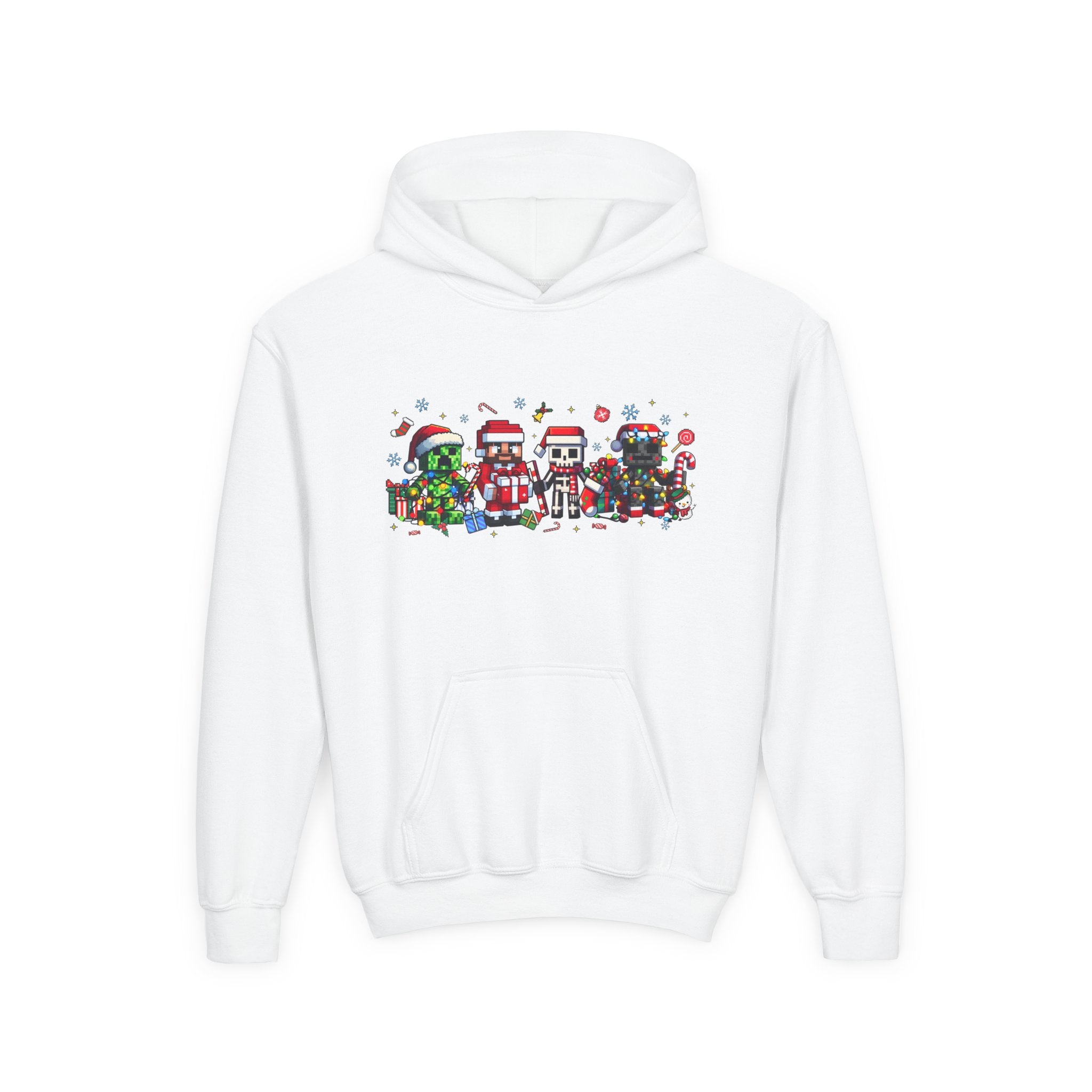 Festive Youth Hoodie with Christmas Character Design