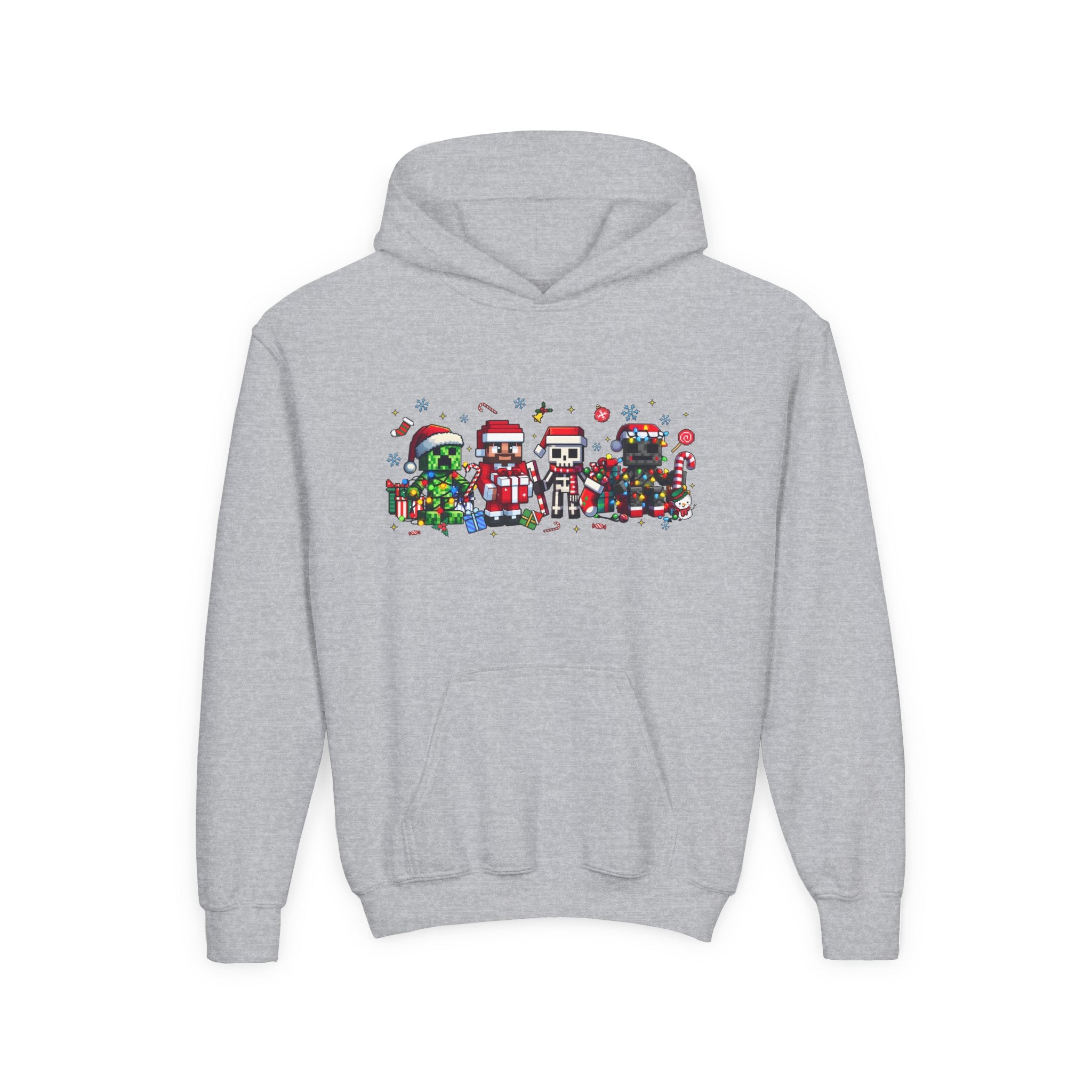 Festive Youth Hoodie with Christmas Character Design