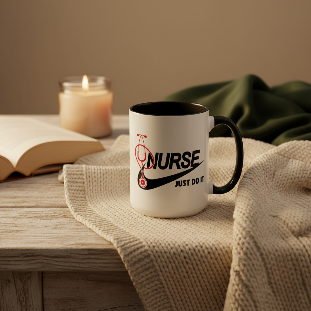 Nurse - Custom Name Accent Coffee Mug – Personalized Black-Trim Coffee Cup (15oz)